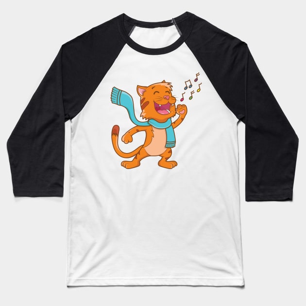Cute Singing Cat Baseball T-Shirt by TomCage